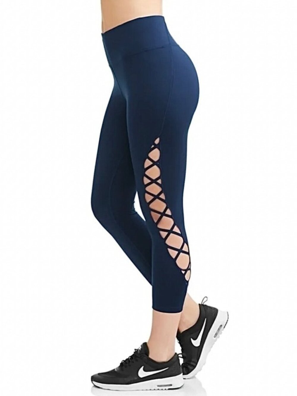 Avia Leggings Criss Cross Cutout Capris Blue Sporty Size M